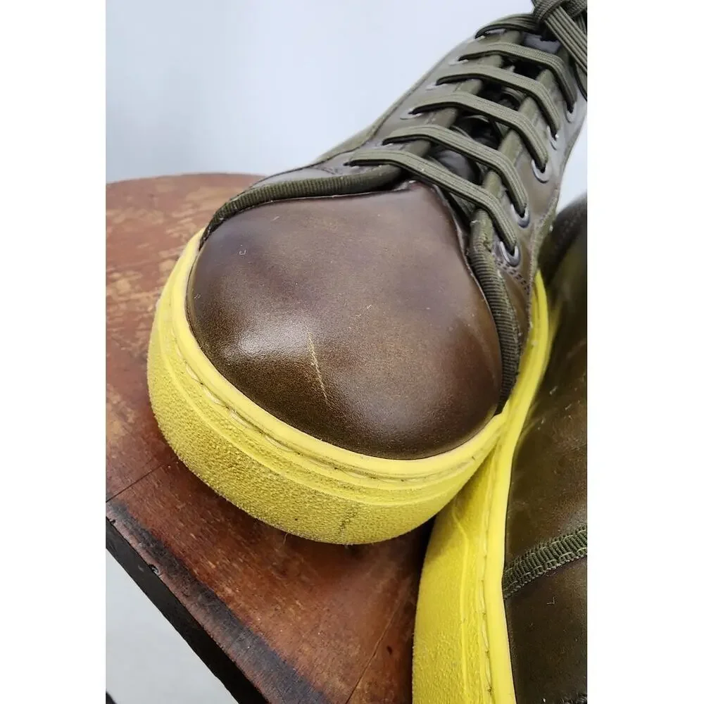 Salvatore Ferragamo Men's Fulton Leather Sneakers Size 9‎ EE Wide Width